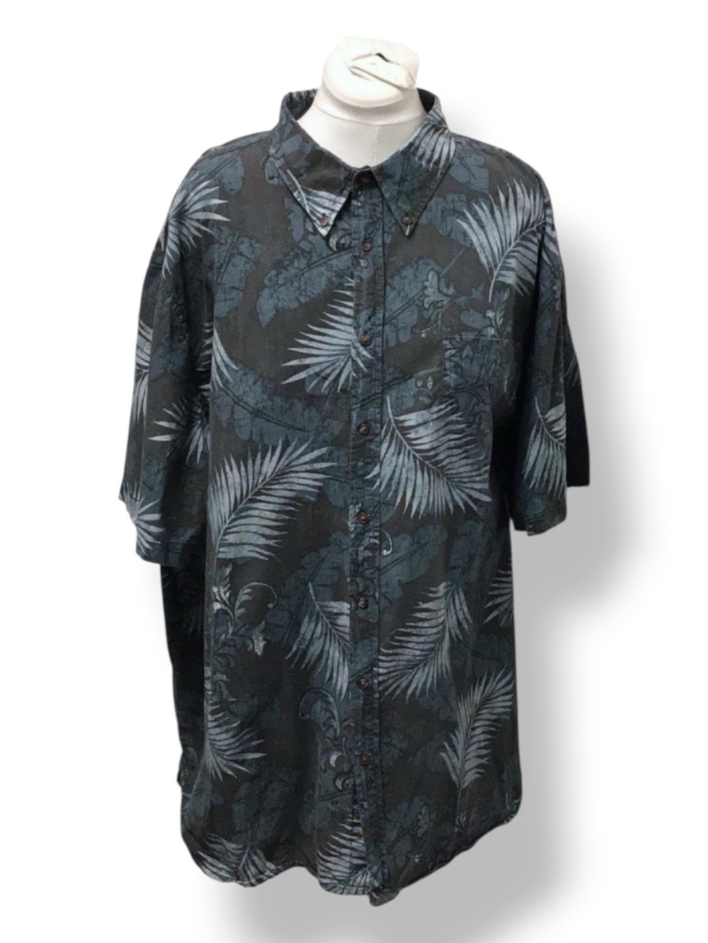 Harbor Bay Mens Big & Tall Short Sleeve Hawaiian Shirt, Coal Gray, size 4XL